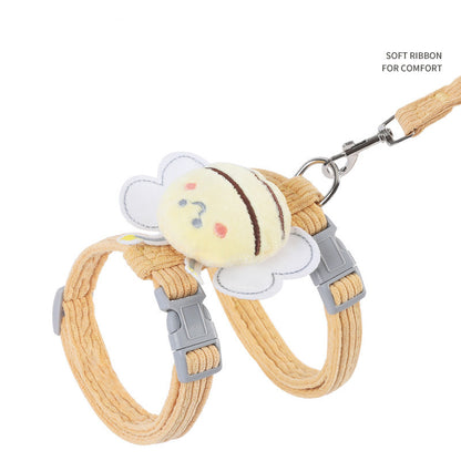 Cute Bee Plaid Adjustable Cat Harness & Leash