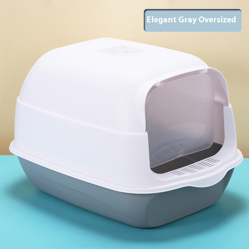 Fully Enclosed Cat Litter Box Splash-Proof, Easy-Clean Cat Toilet