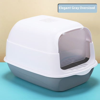 Fully Enclosed Cat Litter Box Splash-Proof, Easy-Clean Cat Toilet