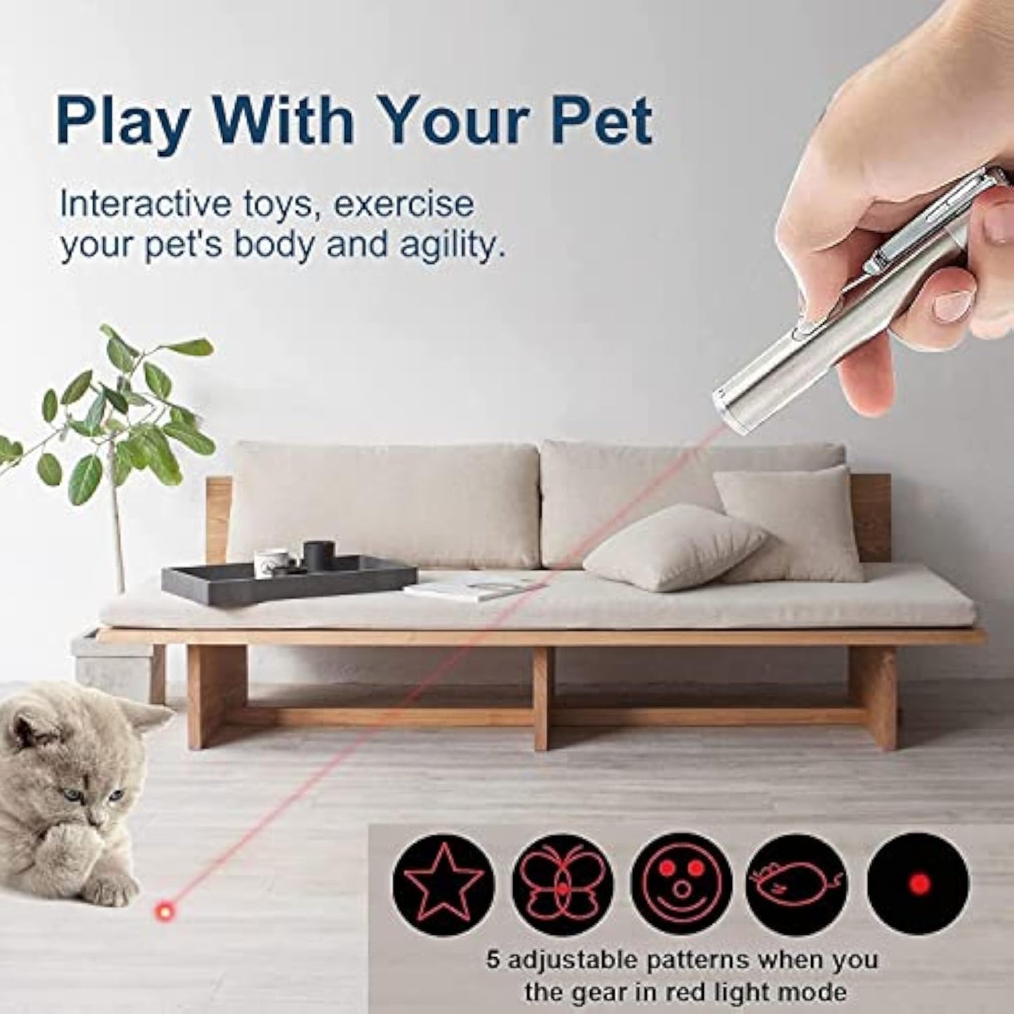 ToyTigris 7-in-1 Laser Pointer for Cats