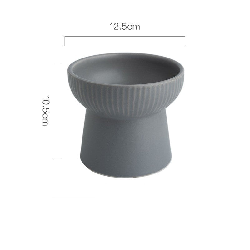 Elevated Ceramic Cat Bowl with High Foot and Neck Protection