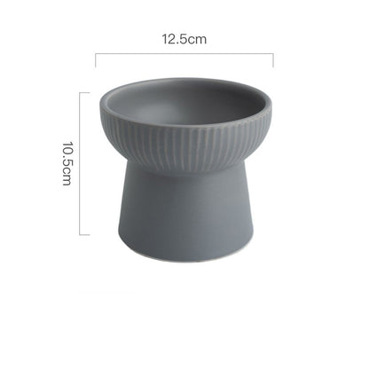 Elevated Ceramic Cat Bowl with High Foot and Neck Protection