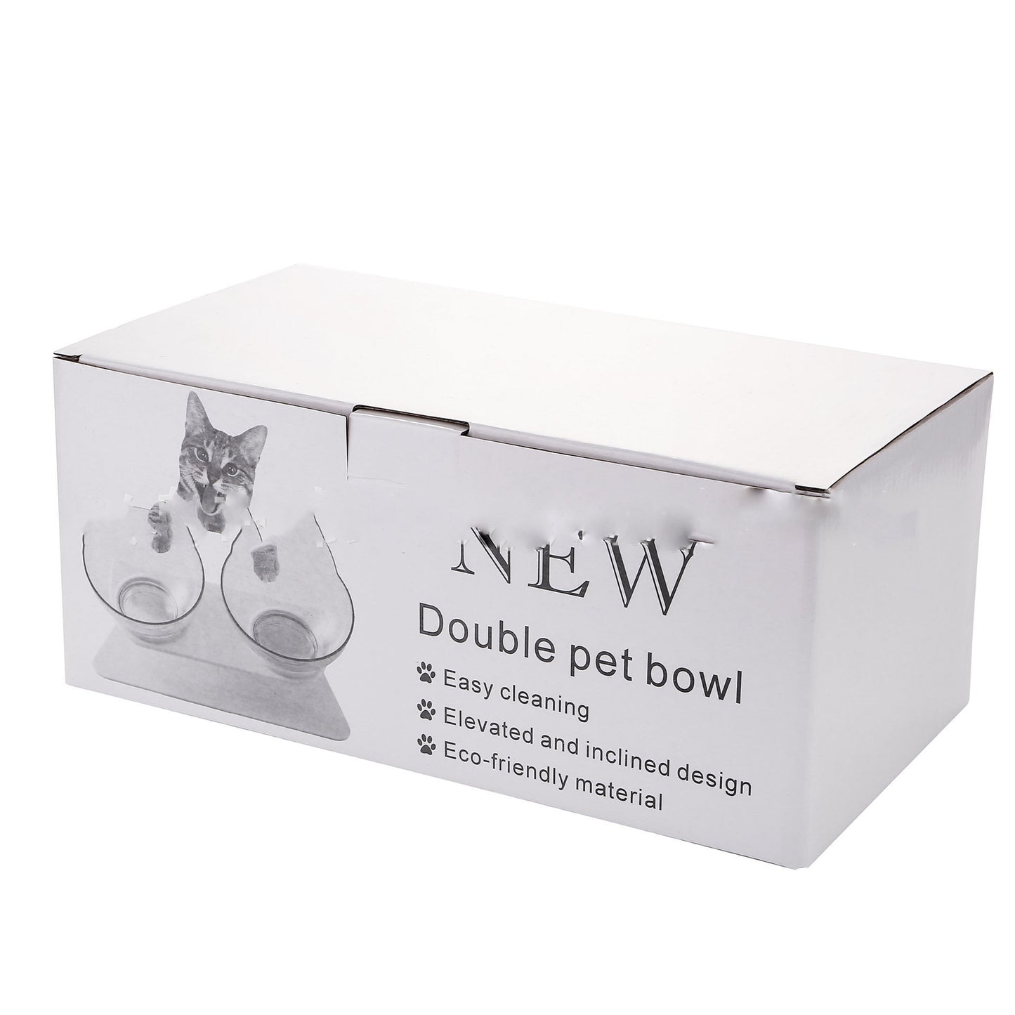 Non-Slip Elevated Double Cat Bowl with Stand Food & Water Feeder