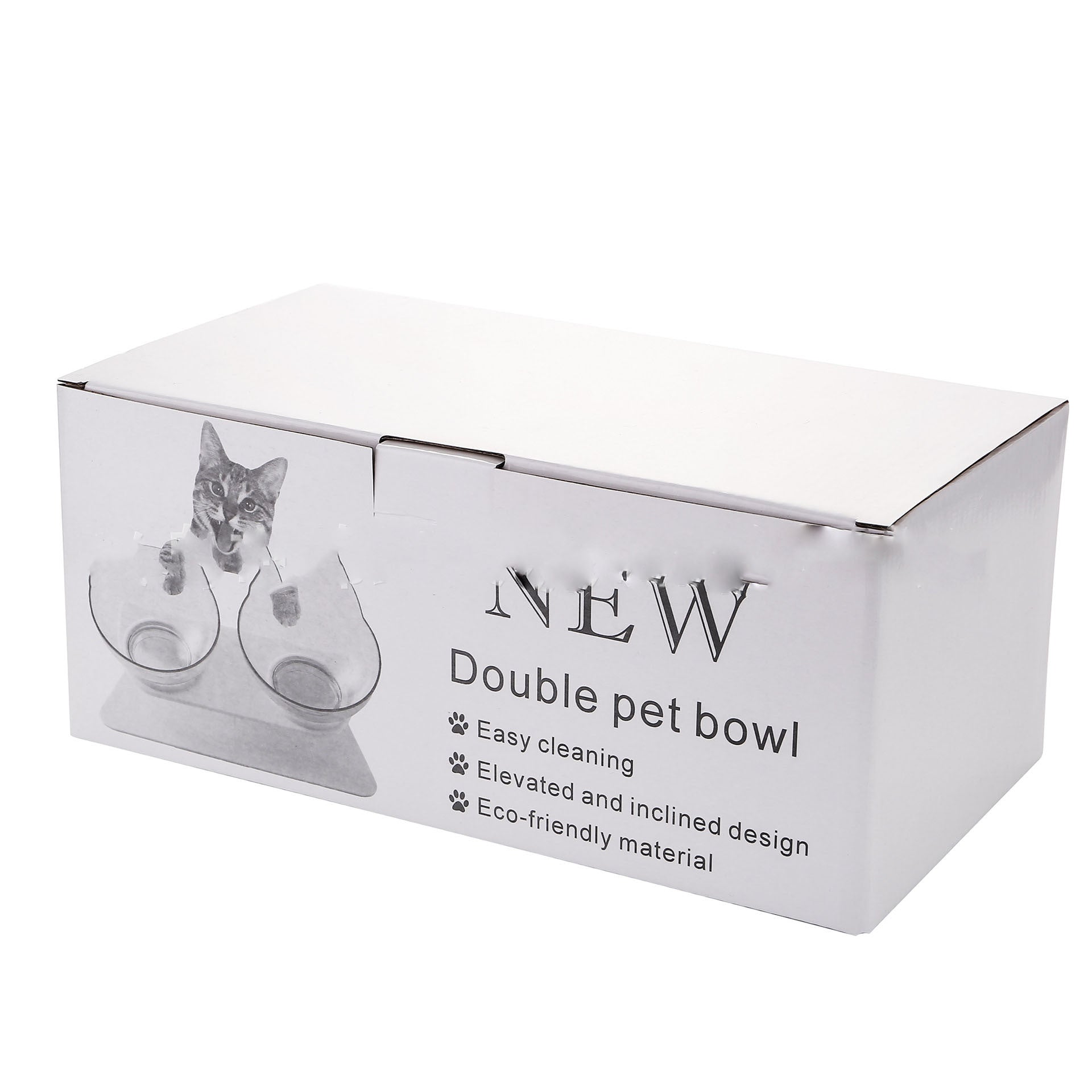 Non-Slip Elevated Double Cat Bowl with Stand Food & Water Feeder