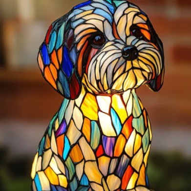 Dog Lamp Resin Craft Decor - Colorful Canine Lights