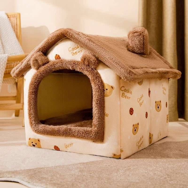 Autumn & Winter Cozy Closed Cat Kennel Bed