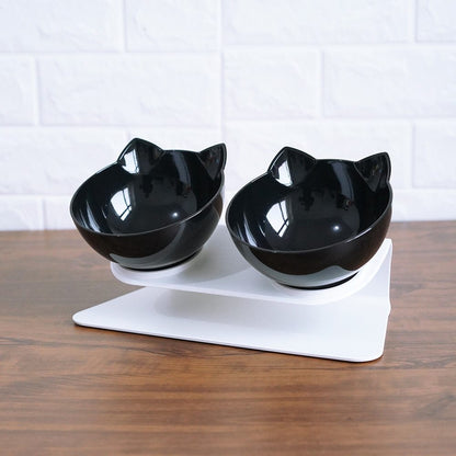 Non-Slip Elevated Double Cat Bowl with Stand Food & Water Feeder