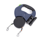 3M Dual Dog Leash with Flashlight Retractable Tangle-Free Leash for Two Dogs