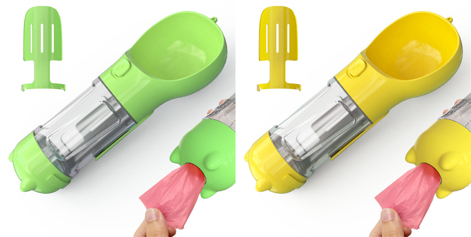 3 In 1 Pet Water Bottle Feeder Bowl Garbage Bag