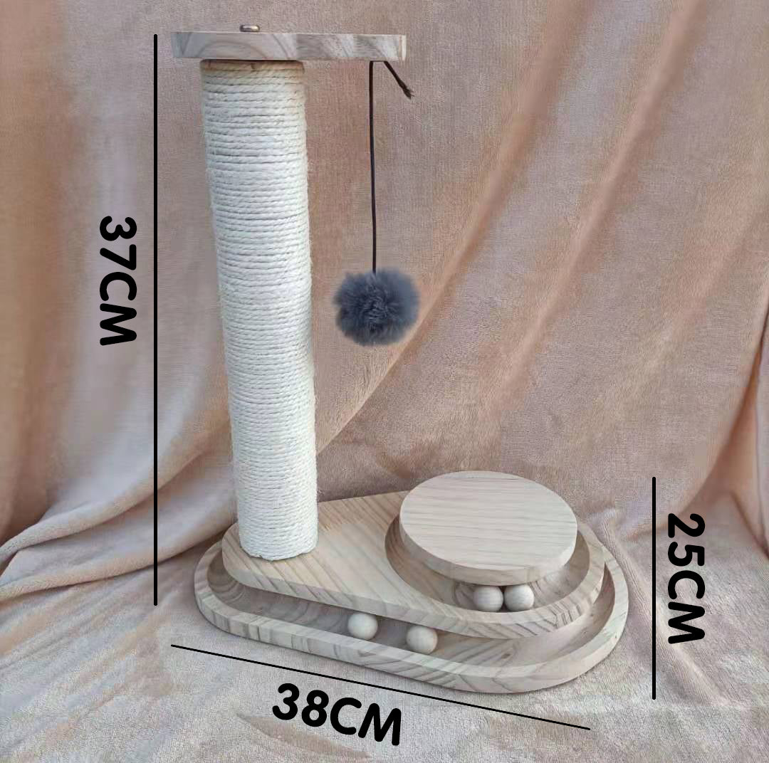 Solid Wood Cat Scratcher With Catnip