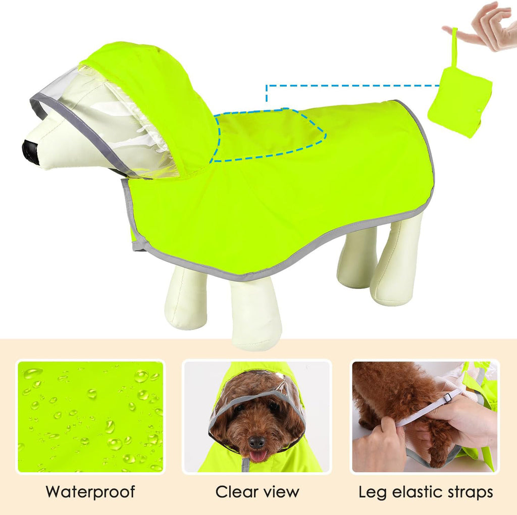 Wasserdichter Hunde-Regenmantel – Weiche, atmungsaktive Kapuzenjacke mit transparenter Krempe