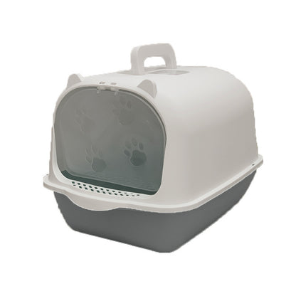 Oversized Splash-Proof Cat Litter Box Semi-Enclosed, Easy-Clean Design