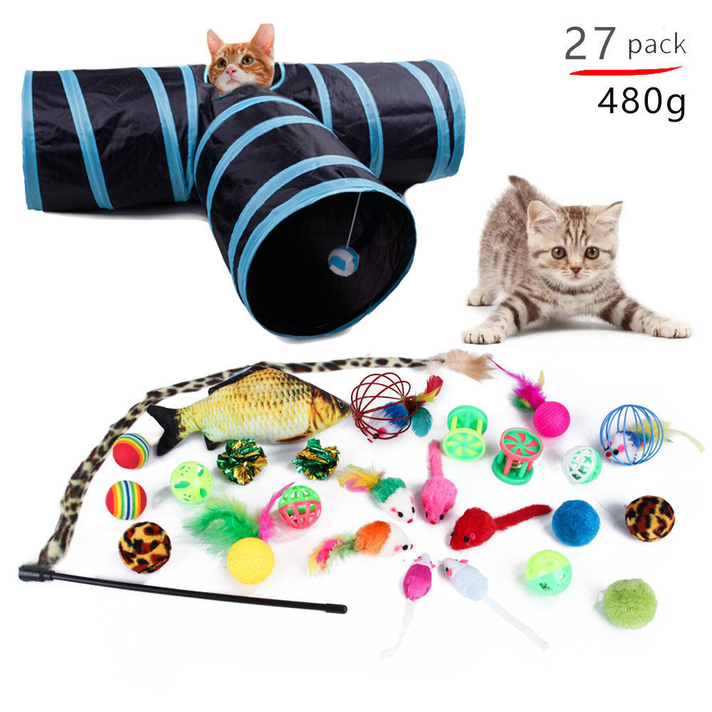 Katzenspielzeug-Set – Plüsch, Feder und interaktives Spielzeug
