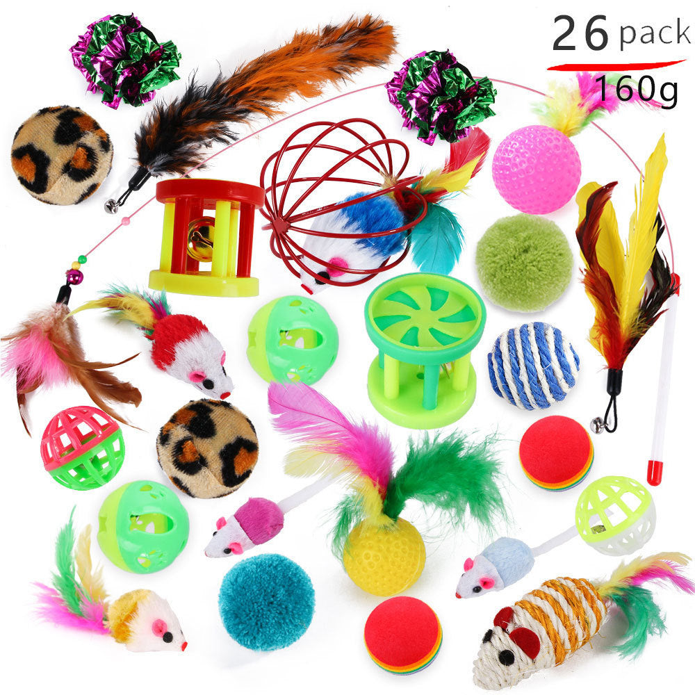 Katzenspielzeug-Set – Plüsch, Feder und interaktives Spielzeug