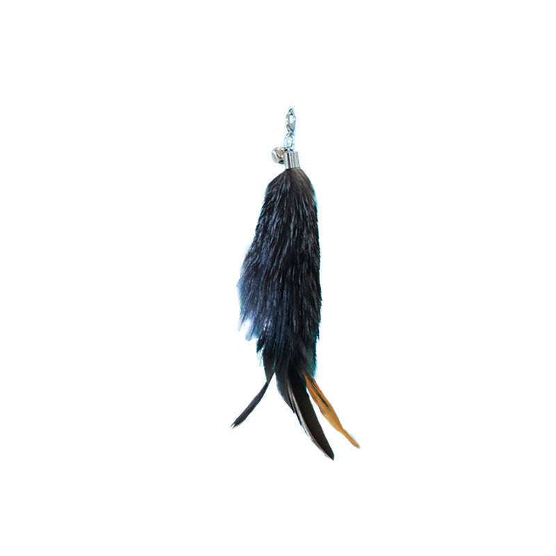 Interactive cat teaser wand with feather attachment for indoor play