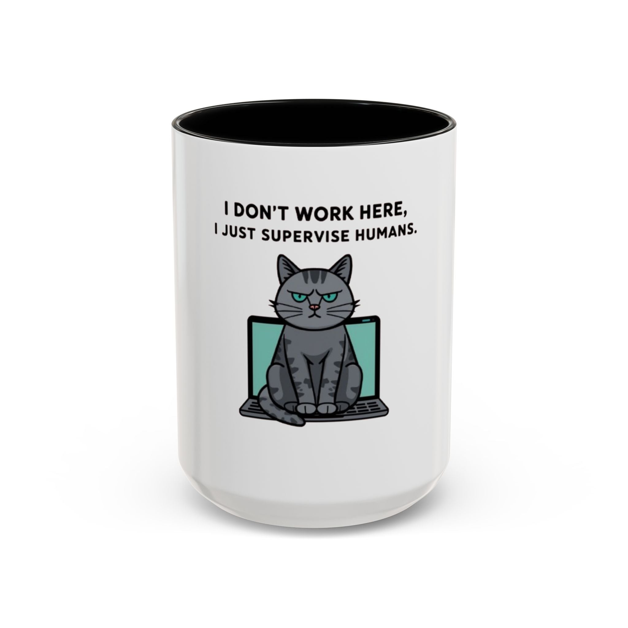 Funny Cat Coffee Mug - 'I Don't Work Here, I Just Supervise Humans' - Perfect for Cat Lovers, Office Gifts, Humor Gifts, Birthday, [...]