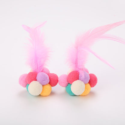 Cat Toy Feather Ball Interactive Plush Cat Toy