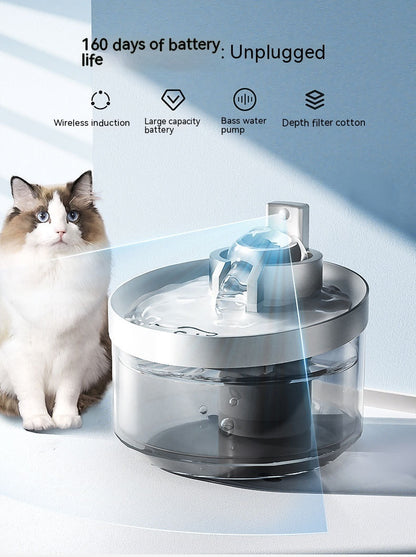 Wireless Cat Water Fountain Rechargeable Automatic Pet Feeder