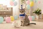 ToyTigris Cat Birthday Hat and Bandana Set