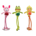 ToyTigris Squeaky Plush Animal Rope Toy for Dogs
