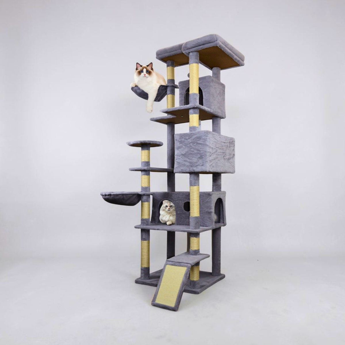 84.6 in Dark Gray Cat Tree Tower with a Wide Base