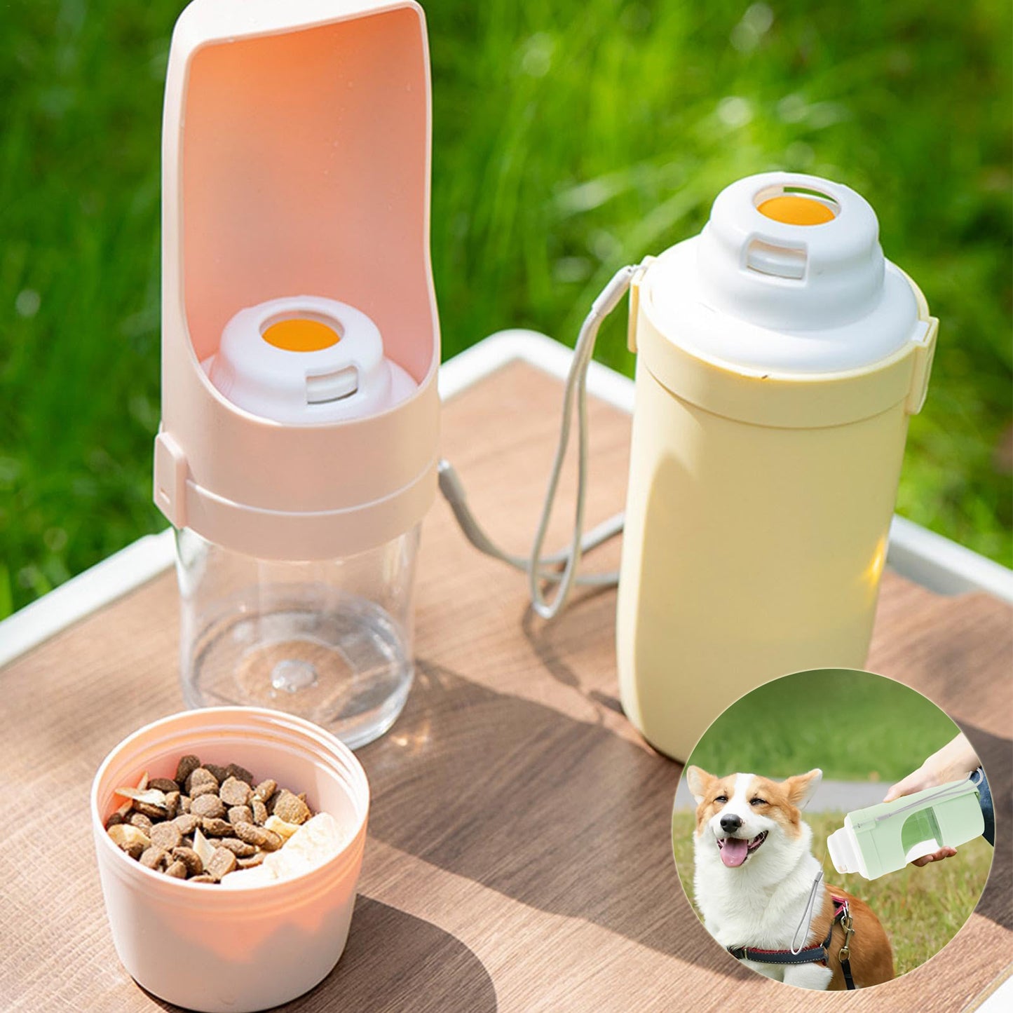 2-in-1 Portable Dog Water Bottle & Food Container for Travel & Hiking