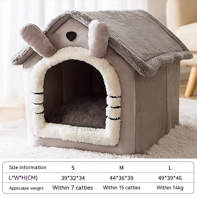 Autumn & Winter Cozy Closed Cat Kennel Bed
