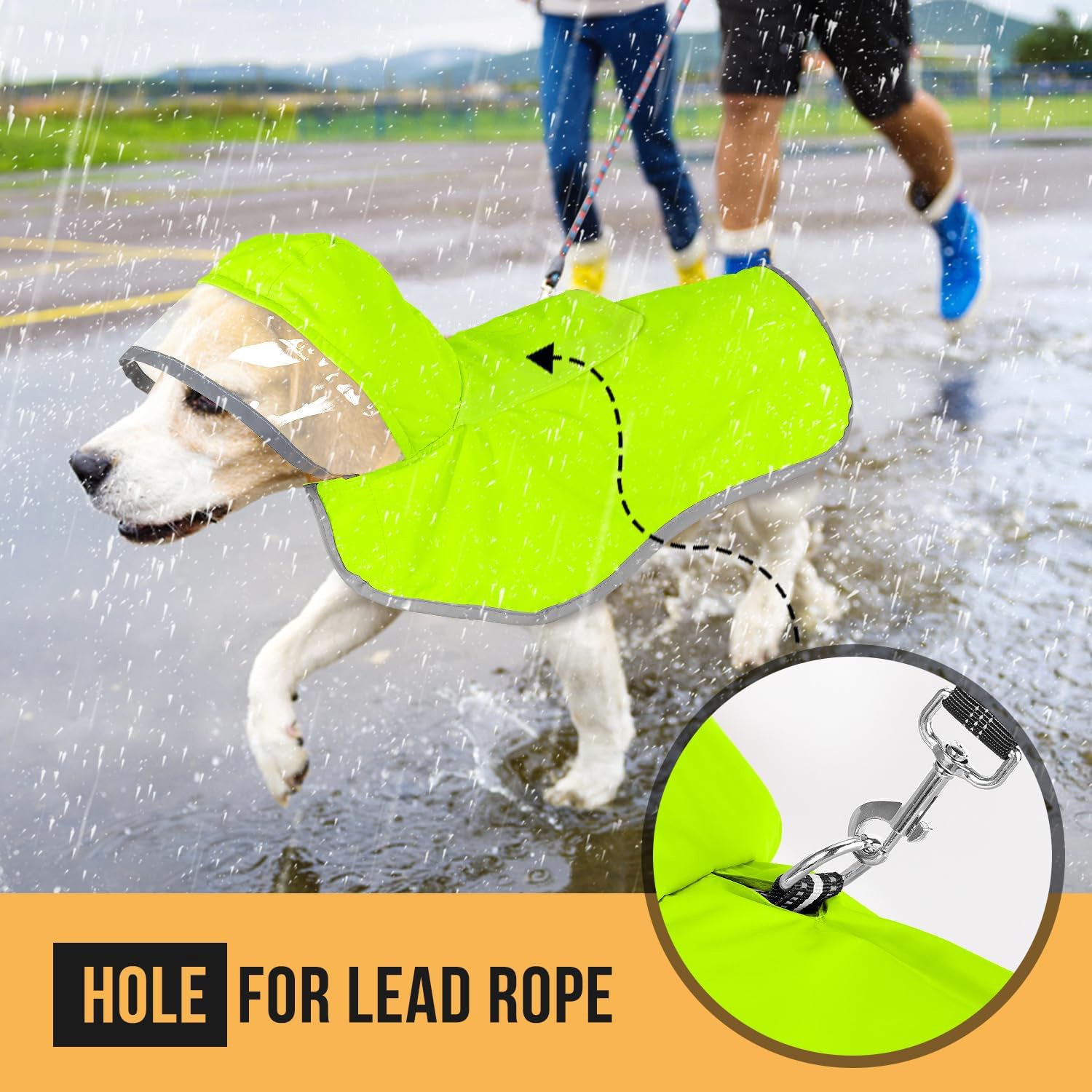 Wasserdichter Hunde-Regenmantel – Weiche, atmungsaktive Kapuzenjacke mit transparenter Krempe