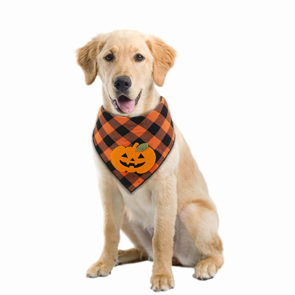 Halloween Pumpkin Dog Plaid Bandana