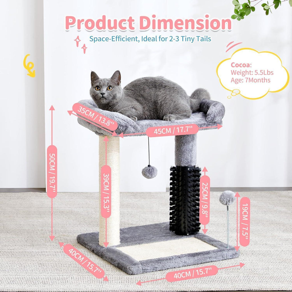 Small 4-in-1 Cat Tree Tower With Self-grooming