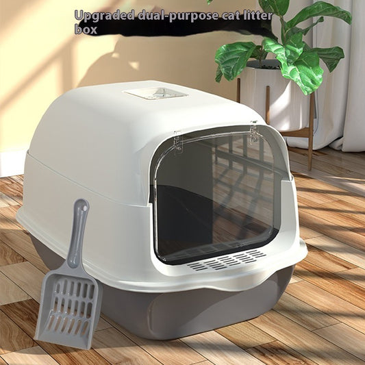 Fully Enclosed Cat Litter Box Splash-Proof, Easy-Clean Cat Toilet
