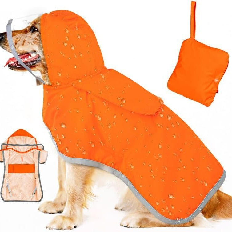 Wasserdichter Hunde-Regenmantel – Weiche, atmungsaktive Kapuzenjacke mit transparenter Krempe