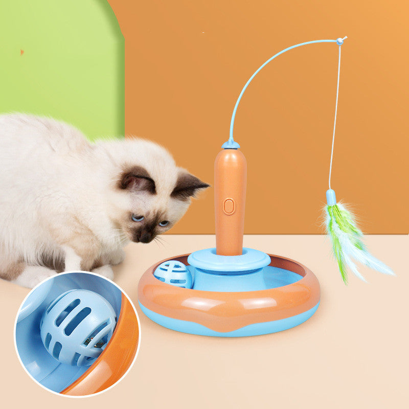 ToyTigris 2 In 1 Interactive Cat Toy With Feather