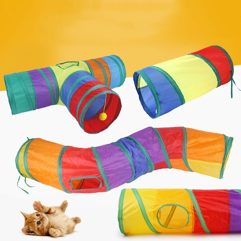 Tunnel Cat Toy Rainbow Interactive Play Tunnel for Cats
