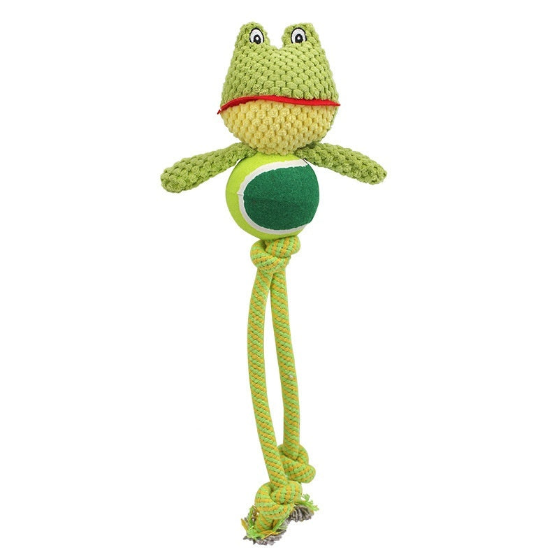 ToyTigris Squeaky Plush Animal Rope Toy for Dogs