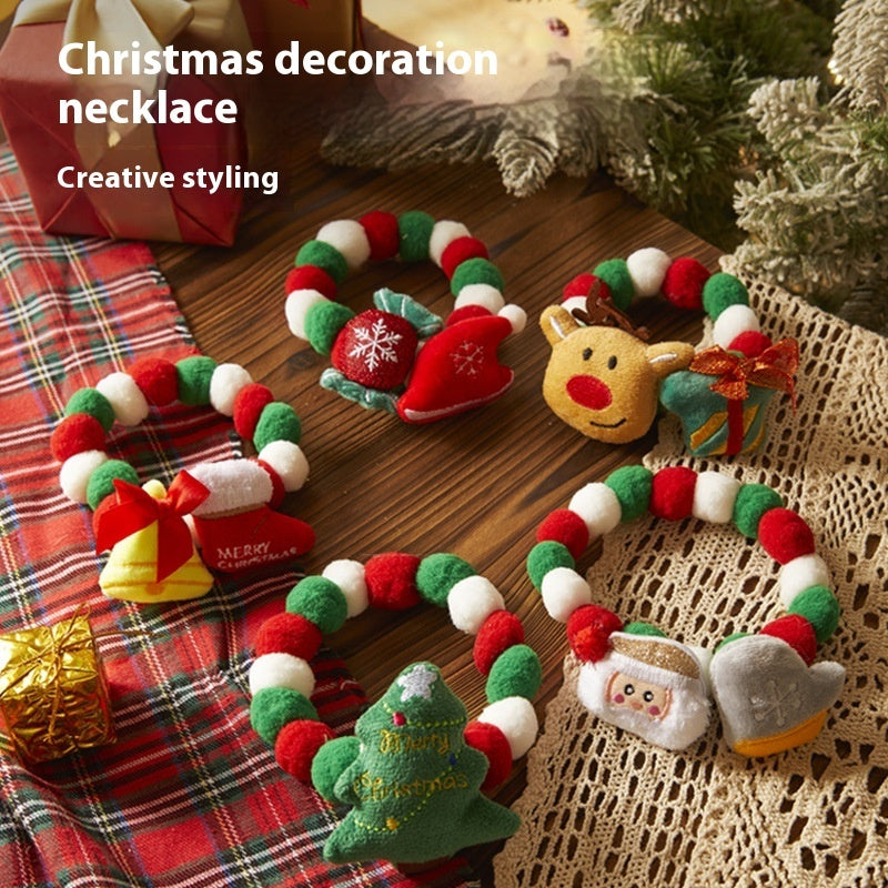 Pet Christmas Collar - Festive Plush Collars for Dogs & Cats
