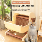 Semi-Automatic Open Tilting Cat Litter Box Easy Clean & Spacious