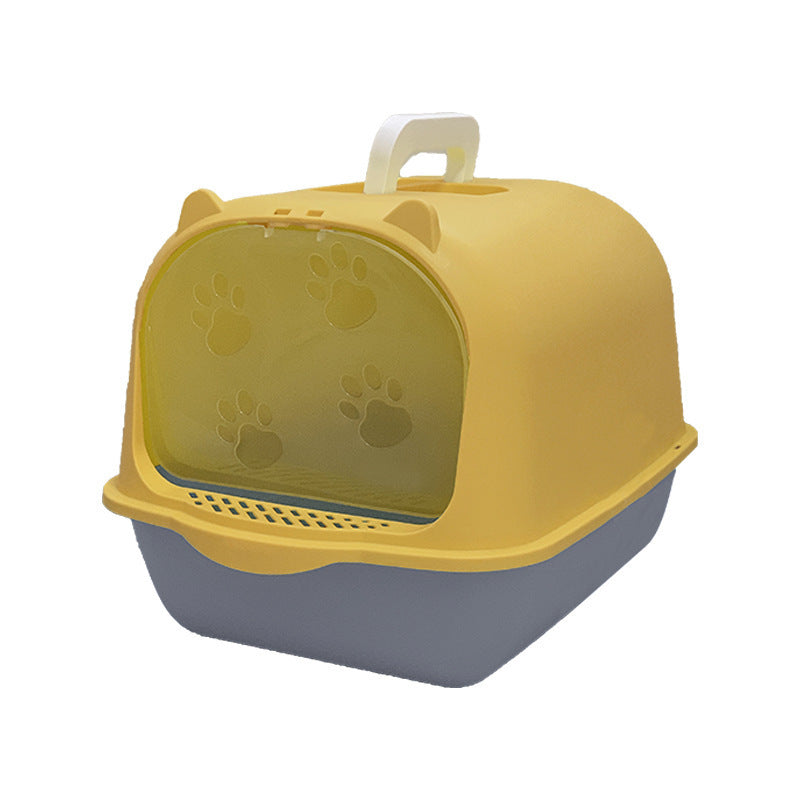 Oversized Splash-Proof Cat Litter Box Semi-Enclosed, Easy-Clean Design