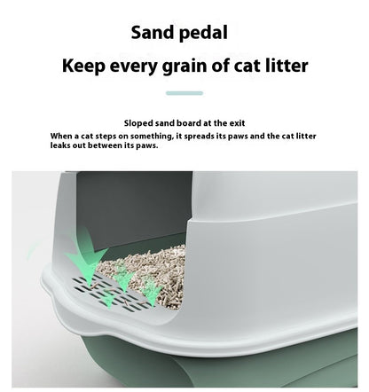 Fully Enclosed Cat Litter Box Splash-Proof, Easy-Clean Cat Toilet