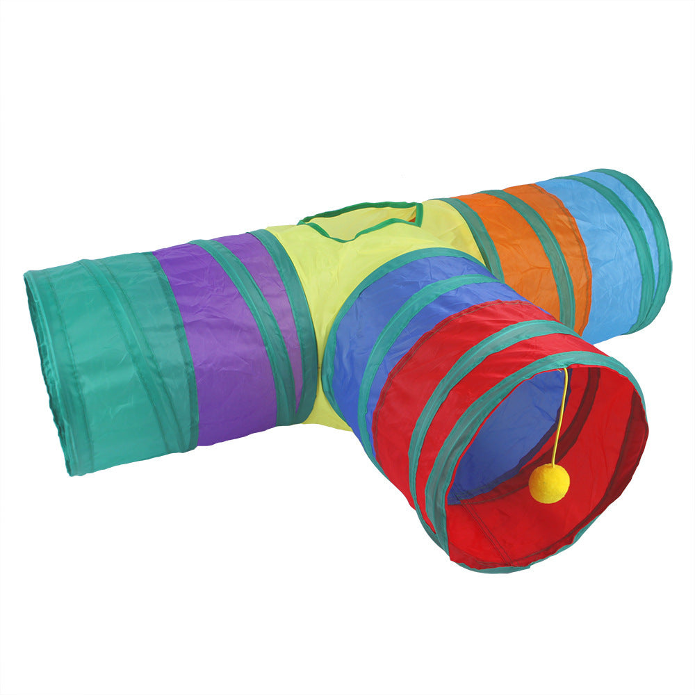 Tunnel Cat Toy Rainbow Interactive Play Tunnel for Cats