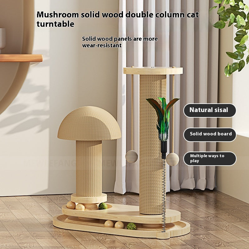 ToyTigris Solid Wood Cat Turntable Scratching Post