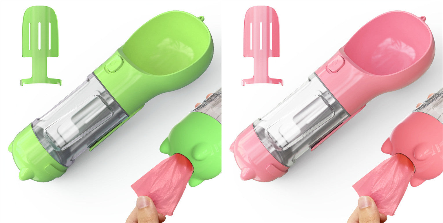 3 In 1 Pet Water Bottle Feeder Bowl Garbage Bag