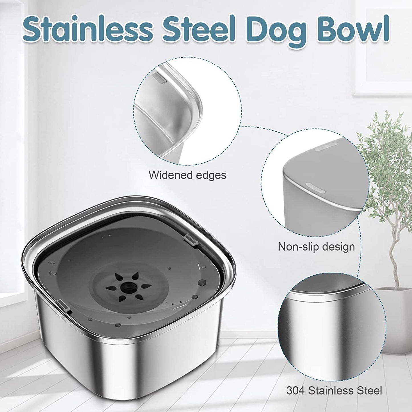 Large Capacity Stainless Steel Pet Water Bowl