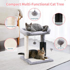 Small 4-in-1 Cat Tree Tower With Self-grooming