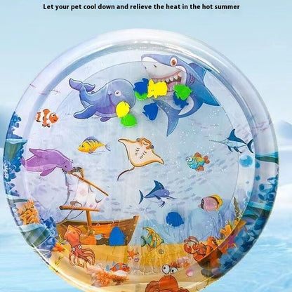Cat Summer Cooling Pad With Built-in Simulation Fish Toys