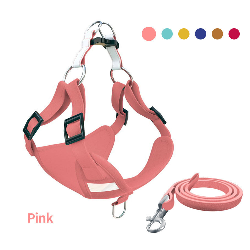 Reflective LED Dog Harness & Leash Vest – No-Pull Adjustable Chest Strap Set