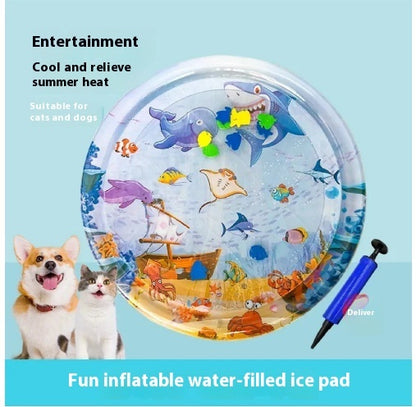 Cat Summer Cooling Pad With Built-in Simulation Fish Toys