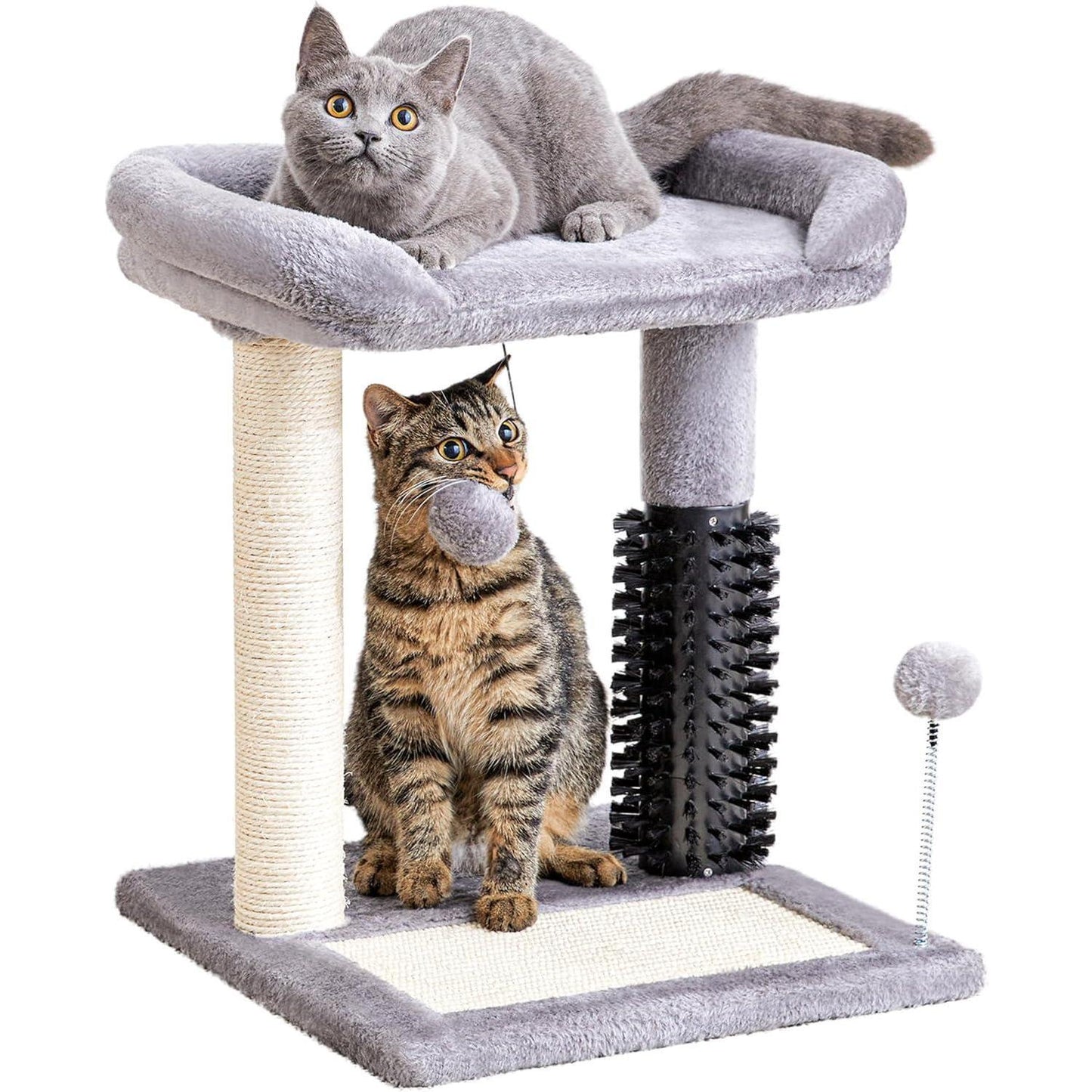 Small 4-in-1 Cat Tree Tower With Self-grooming