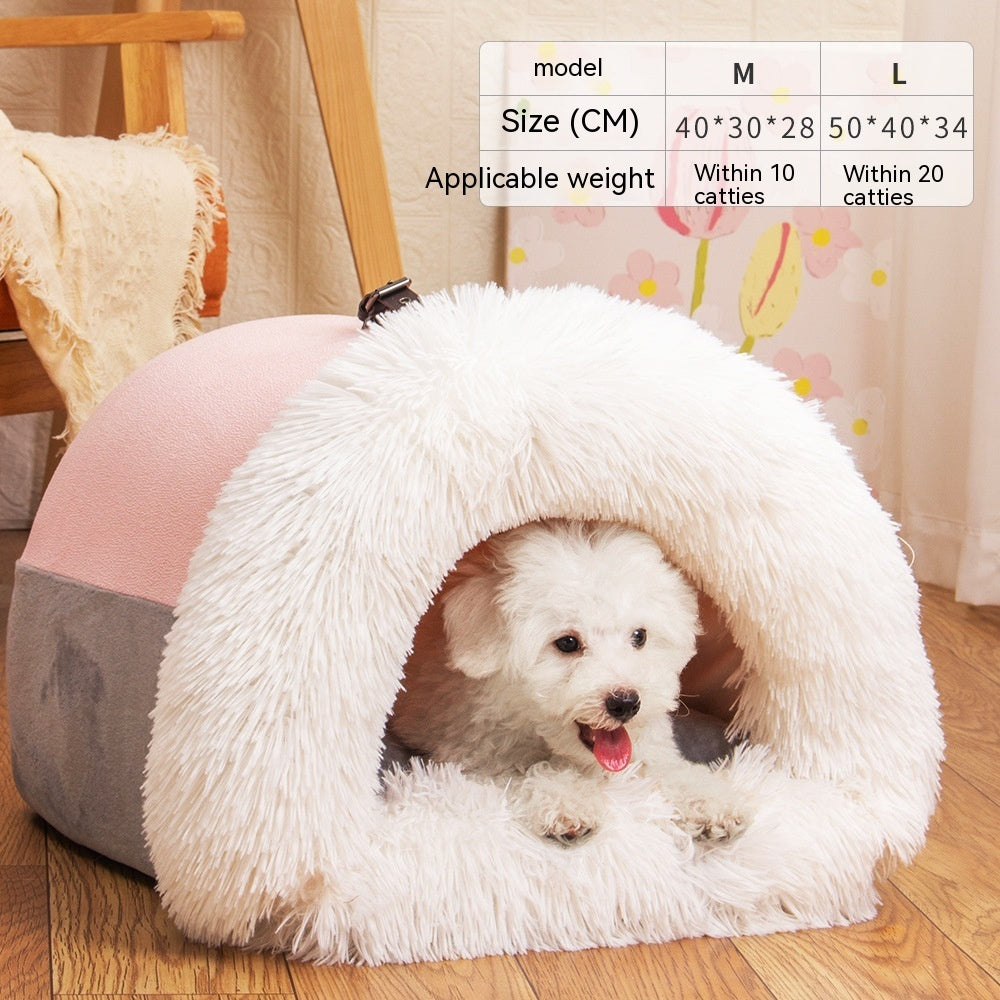 Warm Moisture-proof Long Fur Pet Bed