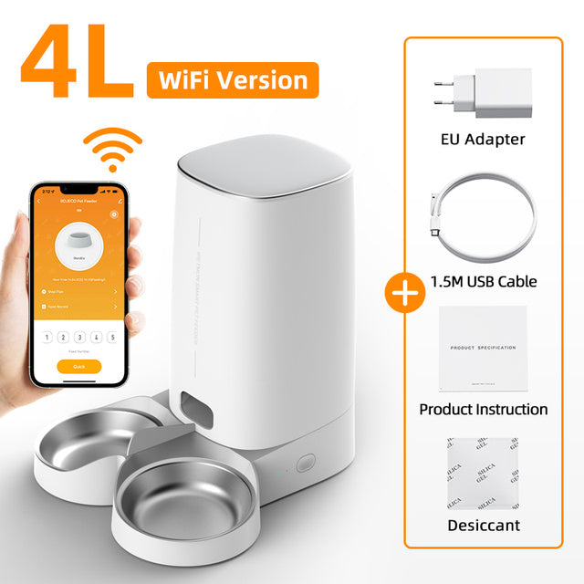 ROJECO 4L Automatic Pet Feeder  WiFi & Button Control for Cats & Dogs